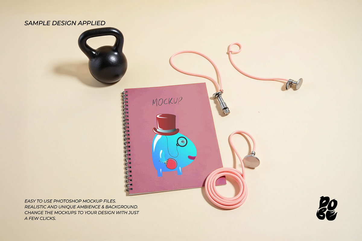 Workout Notepad Mockup Set, a Books & Magazine Mockup by DOBE Studio (Photo 5 of 9)