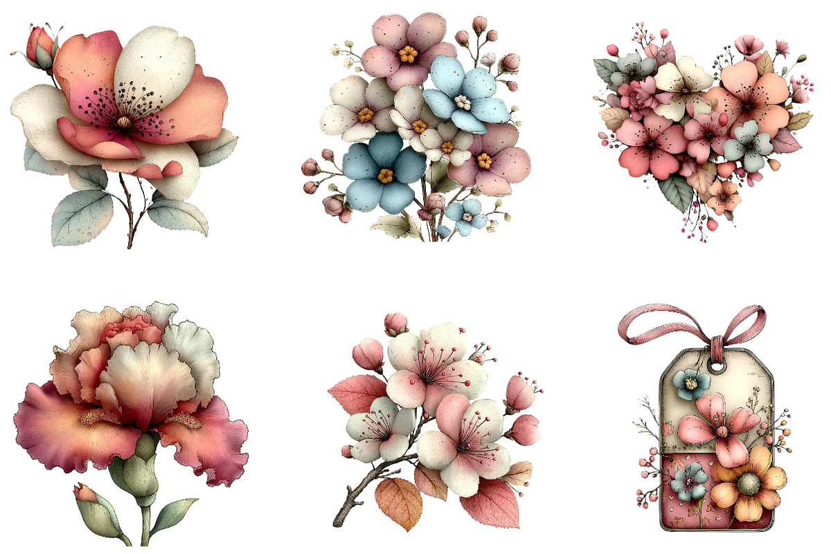 Collection of Spring Watercolor Flor, an Illustration by CreationArt (Photo 4 of 7)
