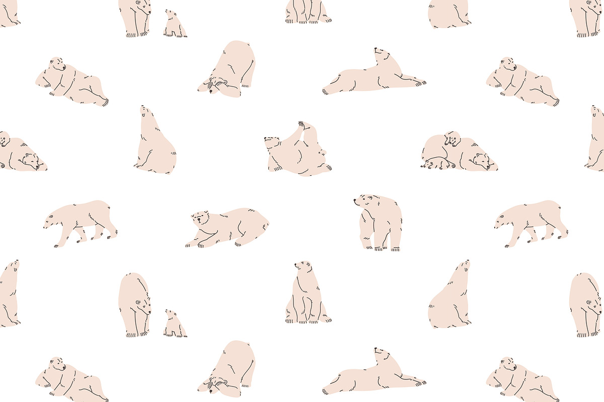 Cute white polar bears set, patterns, an Animal Illustration by PaperTrident (Photo 4 of 4)