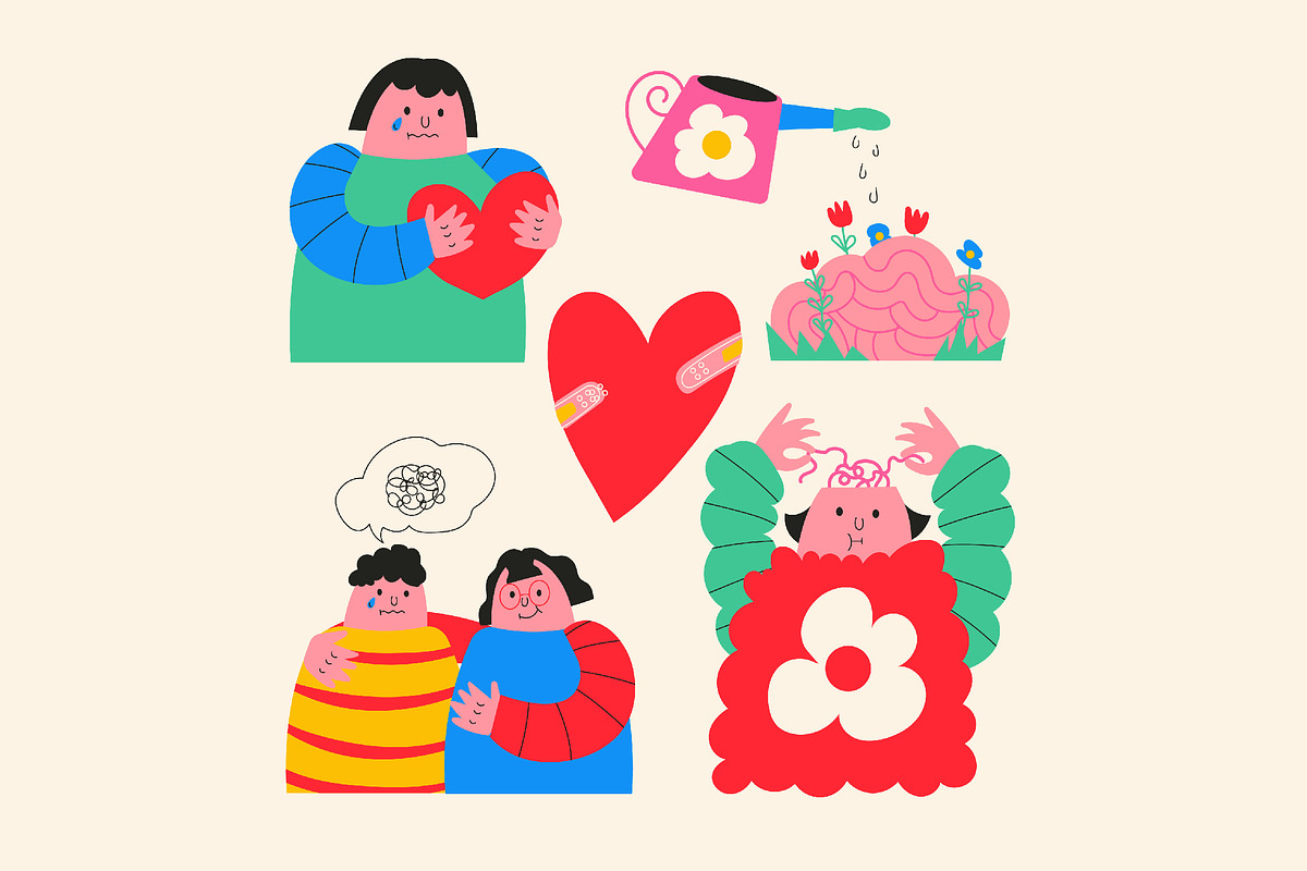 Cream Mental Health Illustration, a Healthcare Illustration by graphicook