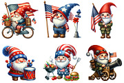 Watercolor Memorial Day Gnomes, a Seasonal Illustration by DreamArtGraphic (Thumbnail 3 of 4)