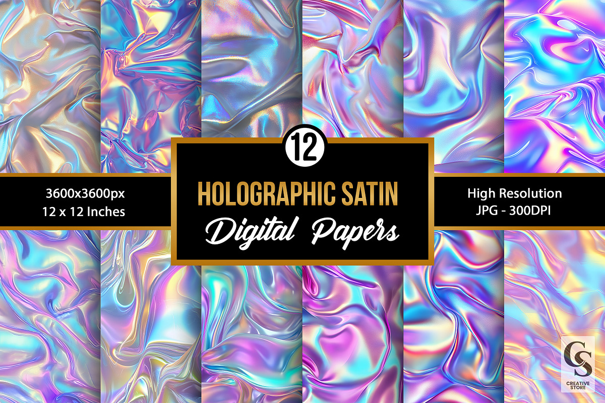 Holographic Silk Satin Digital Paper, a Pattern Graphic by Creative Store (Photo 1 of 5)