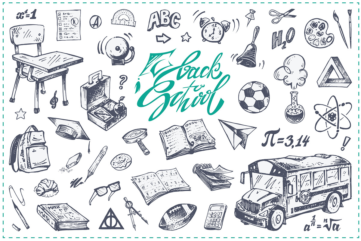 Back to school. Icons. Calligraphy, an Education Illustration by Margo Miller (Photo 1 of 18)