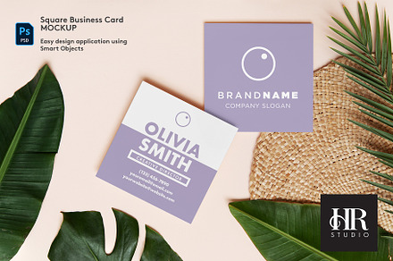 Square Business Card Mockup