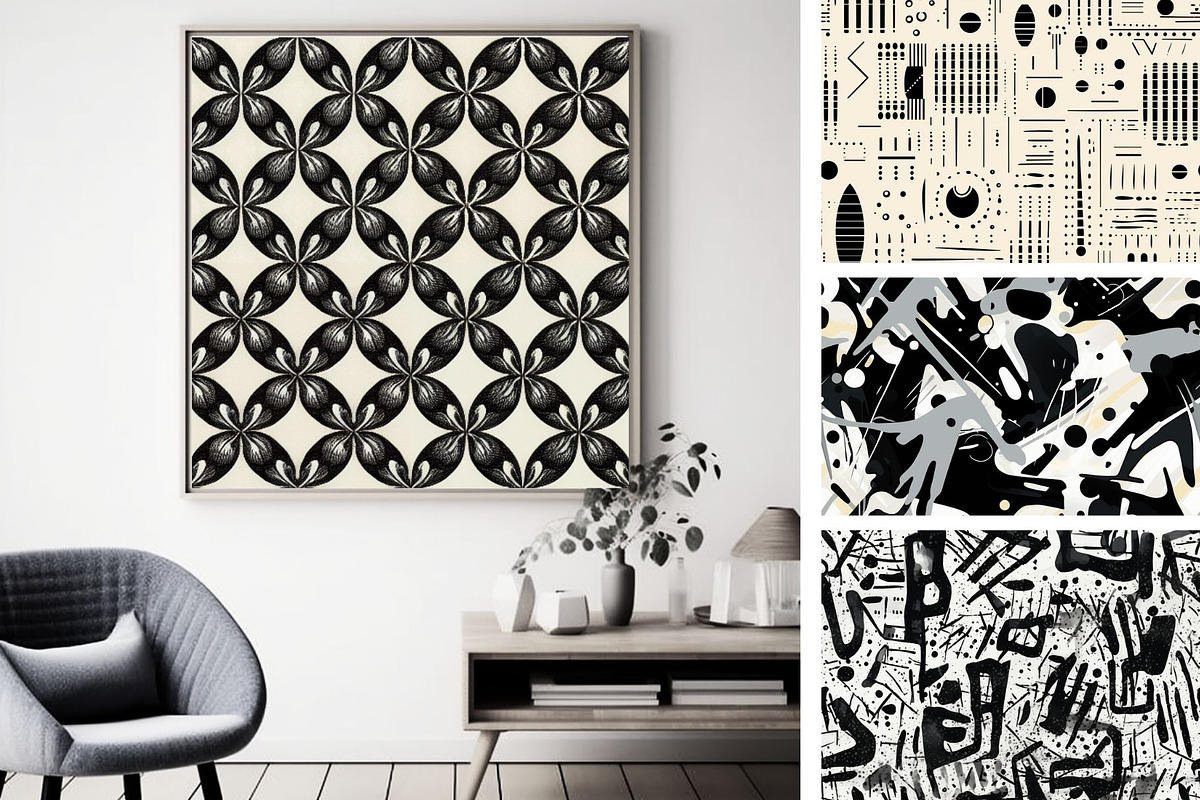 48 seamless black mix modern pattern, a Pattern Graphic by ARTOZEN DIGITAL (Photo 12 of 15)