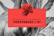 Vegetables in engraving style / 01, a Food Illustration by Graxaim Mock-up (Thumbnail 1 of 4)