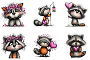 Valentine's Whimsical Raccoon Clipar, an Illustration by CreationArt (Thumbnail 3 of 5)