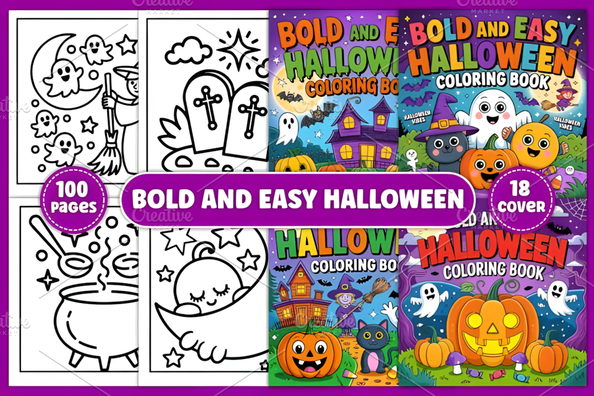 Bold and Easy Halloween Coloring, a Seasonal Illustration by Coco Bloom (Photo 1 of 4)