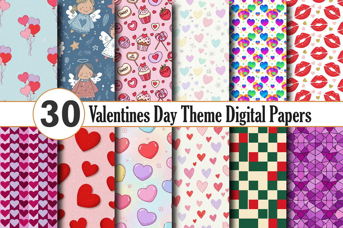 Valentine’s Day Theme Digital Papers, a Pattern Graphic by Canvas Craft (Photo 1 of 4)