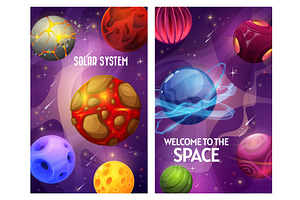 Space, Cartoon Galaxy Planets