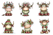 Whimsical Christmas Highland Cow Cli, an Illustration by designcity5 (Thumbnail 5 of 5)