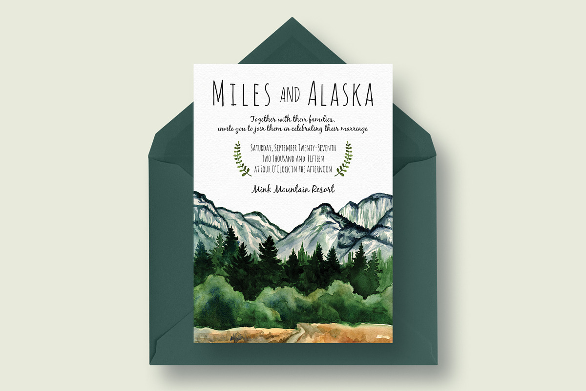 Mountain Wedding Invitation Suite, an Invitation Template by Knotted Design (Photo 3 of 3)