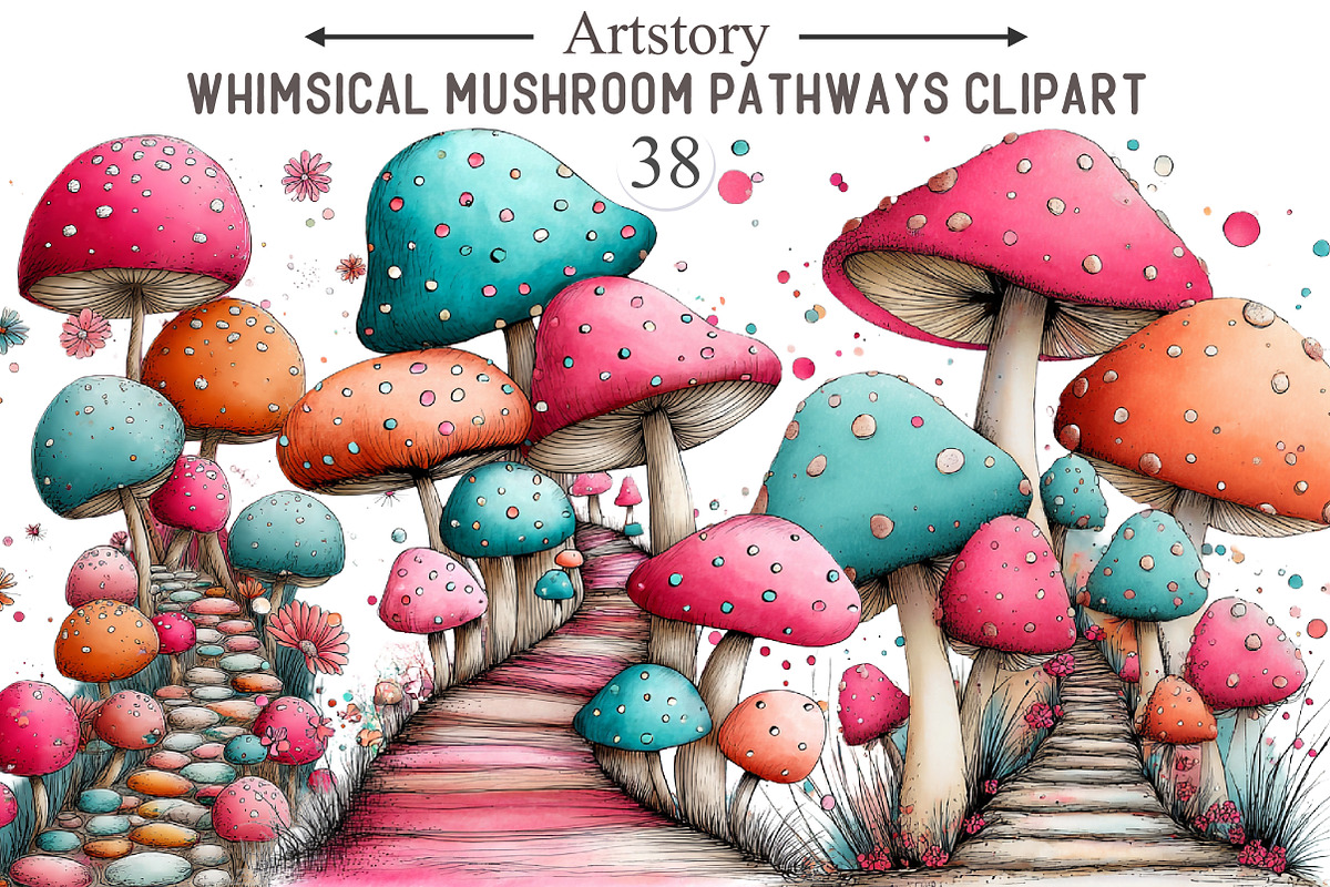 Whimsical Mushroom Pathways Clipart, an Illustration by designcity5 (Photo 1 of 5)