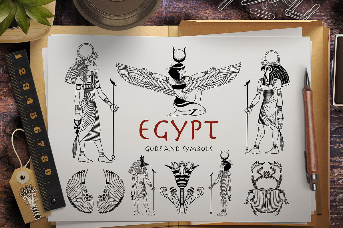 EGYPT: Gods & Symbols BW vector set., a Person Illustration by Varvara Gorbash (Photo 5 of 9)