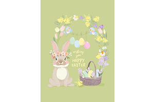 Happy Easter Greeting Card with Cute, an Object Illustration by Maria Starus