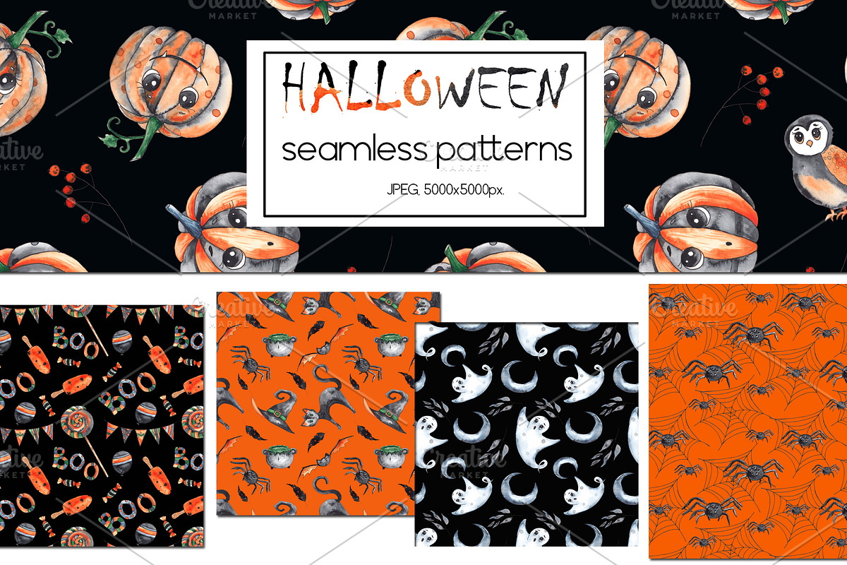 Halloween party. Watercolor set, an Object Graphic by Ana-Sakuta (Photo 5 of 14)
