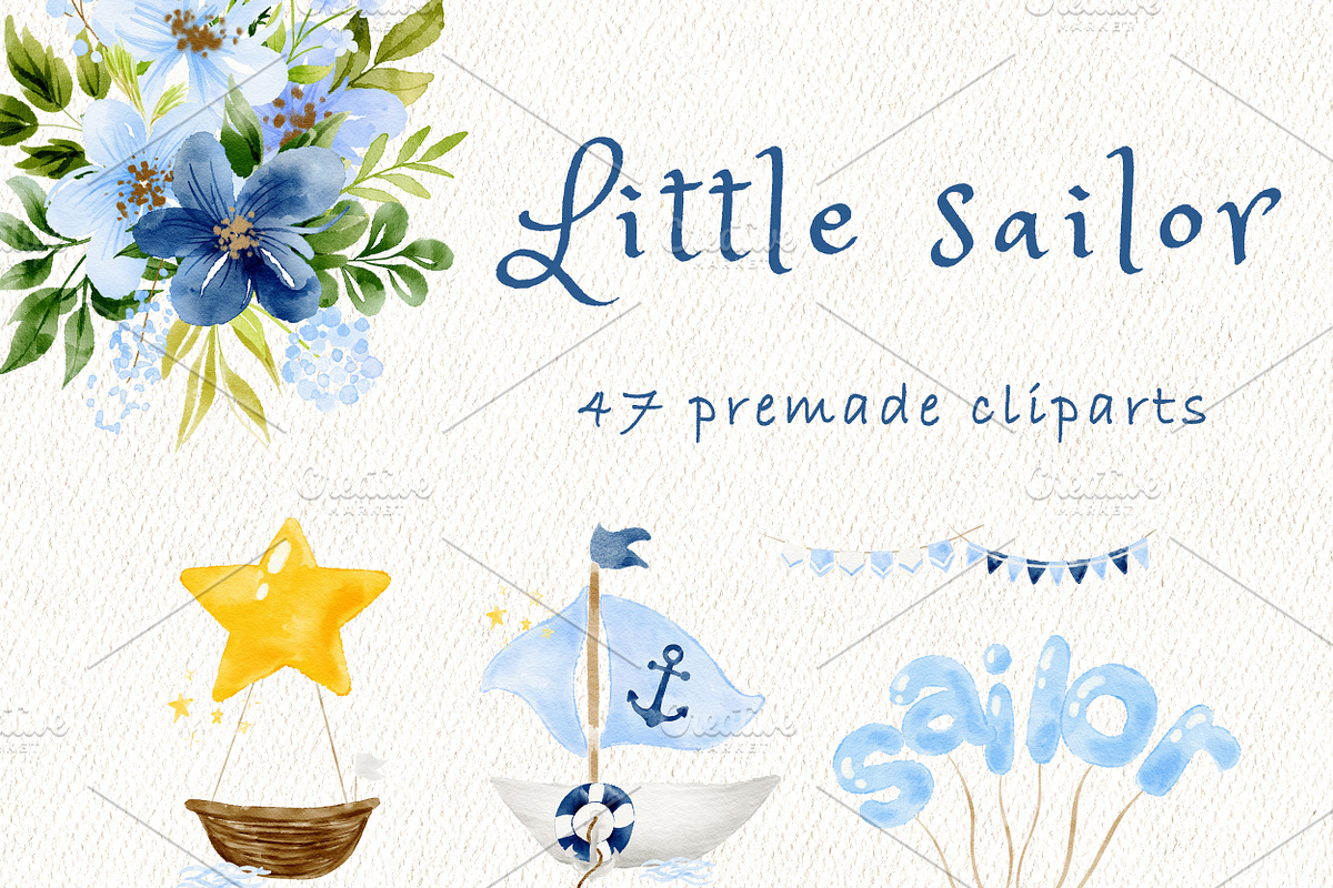 Little sailor nursery clipart, an Animal Illustration by heyiamalice (Photo 5 of 12)