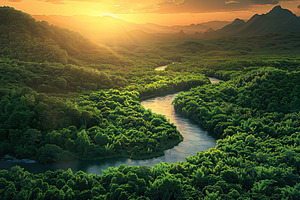 Winding river in the green jungles, a Nature Photo by AlyaAnd