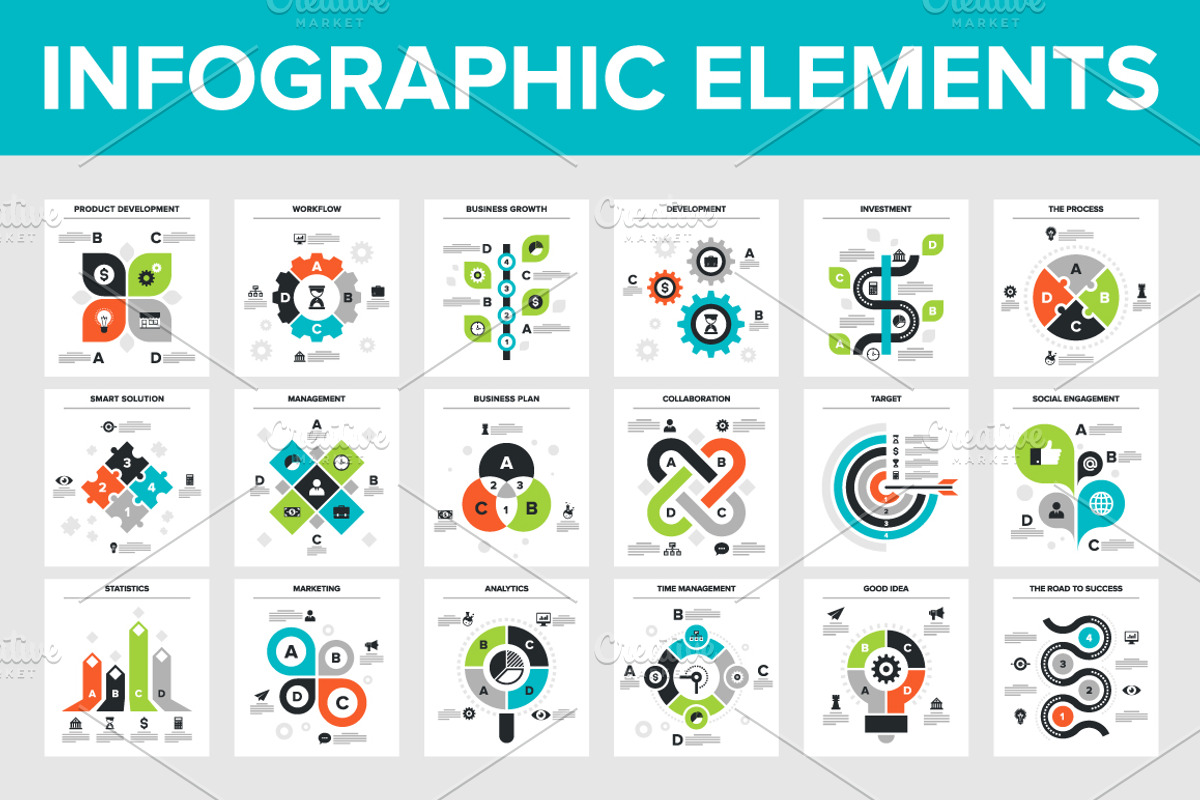 18 Business Infographic Elements, a Finance Illustration by Maxim_Basinski