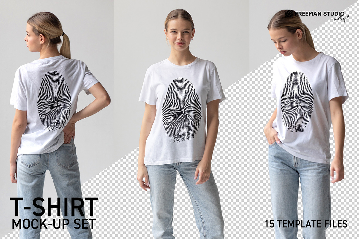 T-Shirt Mock-Up Set, a Shirt Mockup by Freeman Studio (Photo 1 of 14)