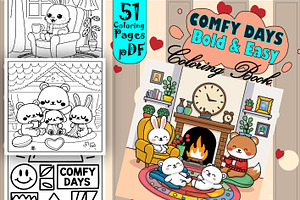 Comfy Days Bold & Easy Coloring Book, an Animal Illustration by Design Home