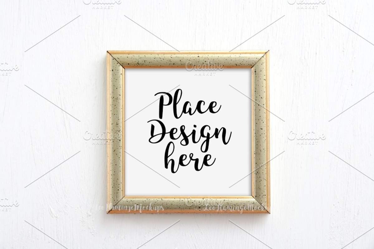 Gold frame square mockup template, a Print Template by Leo Flo Mockups (Photo 5 of 5)