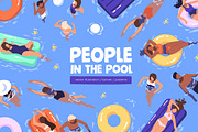 People in pool, set + backgrounds, a Person Illustration by PaperTrident (Thumbnail 1 of 8)