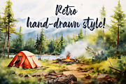 CAMPING WATERCOLOR LANDSCAPES, a Background Graphic by CrittersHub (Thumbnail 4 of 4)