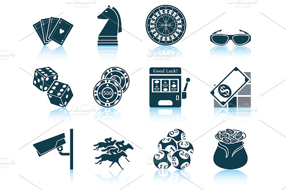 Set Of 12 Casino Icons.