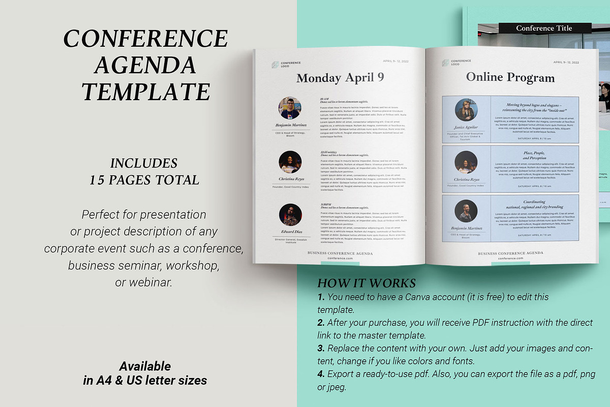 Conference Agenda Canva Template v3, a Magazine Template by 3.14&Co (Photo 2 of 8)