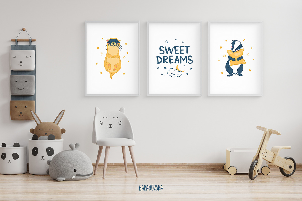 Sleeping animals. Posters & patterns, an Animal Illustration by Baranovska (Photo 4 of 7)