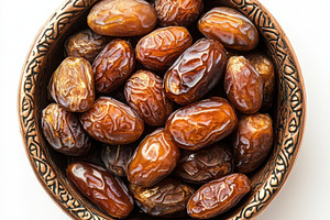 Arabic clay bowl of dates for Ramada, a Food & Drink Photo by Pixeness Studio