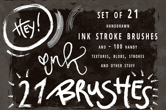 Set of 21 ink brushes for AI. preview 6