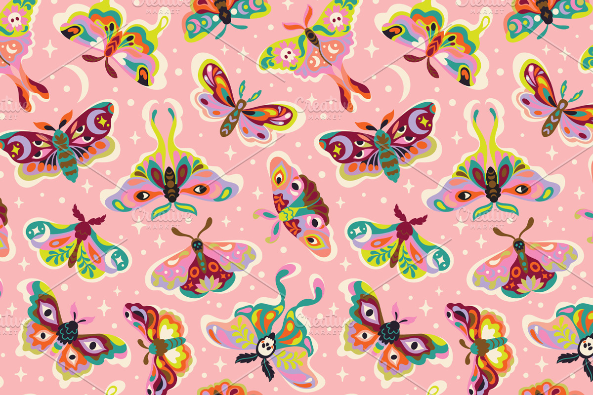 Moonlit Moths - Set and Patterns, a Pattern Graphic by PenguinHouse (Photo 2 of 10)