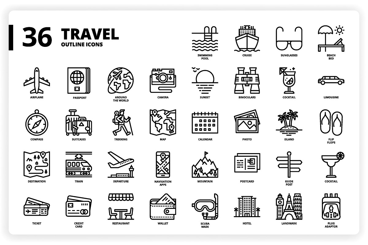 3,600 Icons x3 Styles, an Outline Icon by monkik (Photo 281 of 299)