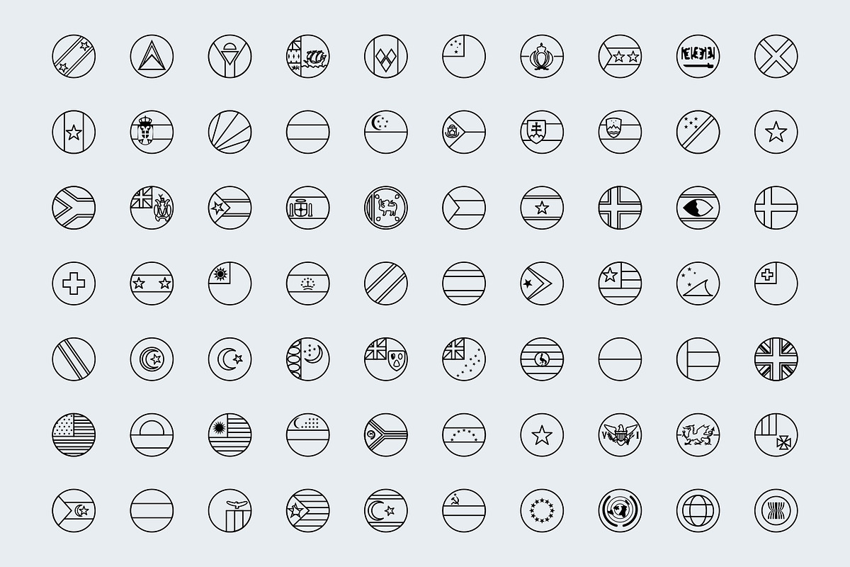Outline circular world flags, an Outline Icon by Xinh Studio (Photo 1 of 4)