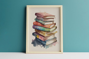 Books Watercolor Illustration