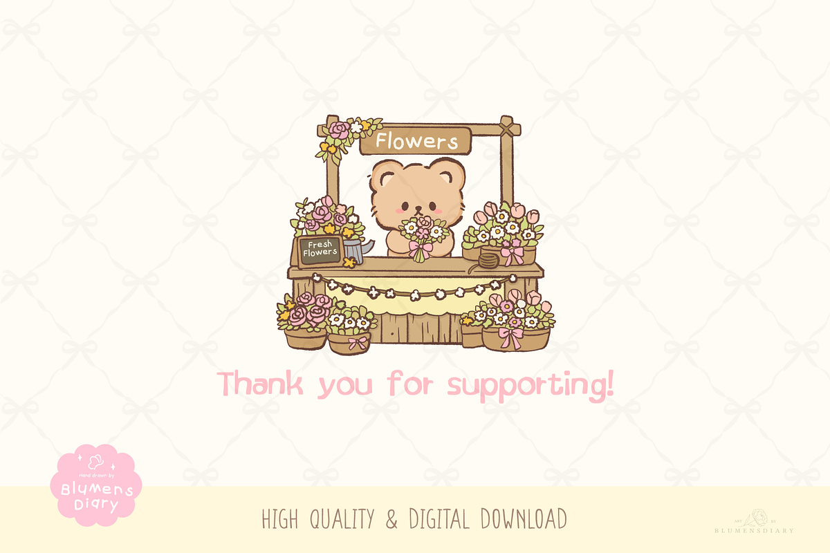 Little Florist Bear Cute Flowers, an Animal Illustration by Blumensdiary (Photo 6 of 6)