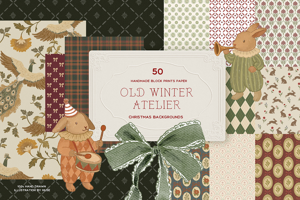 Old Winter Atelier Christmas Paper, a Background Graphic by Muse Artist (Photo 1 of 13)