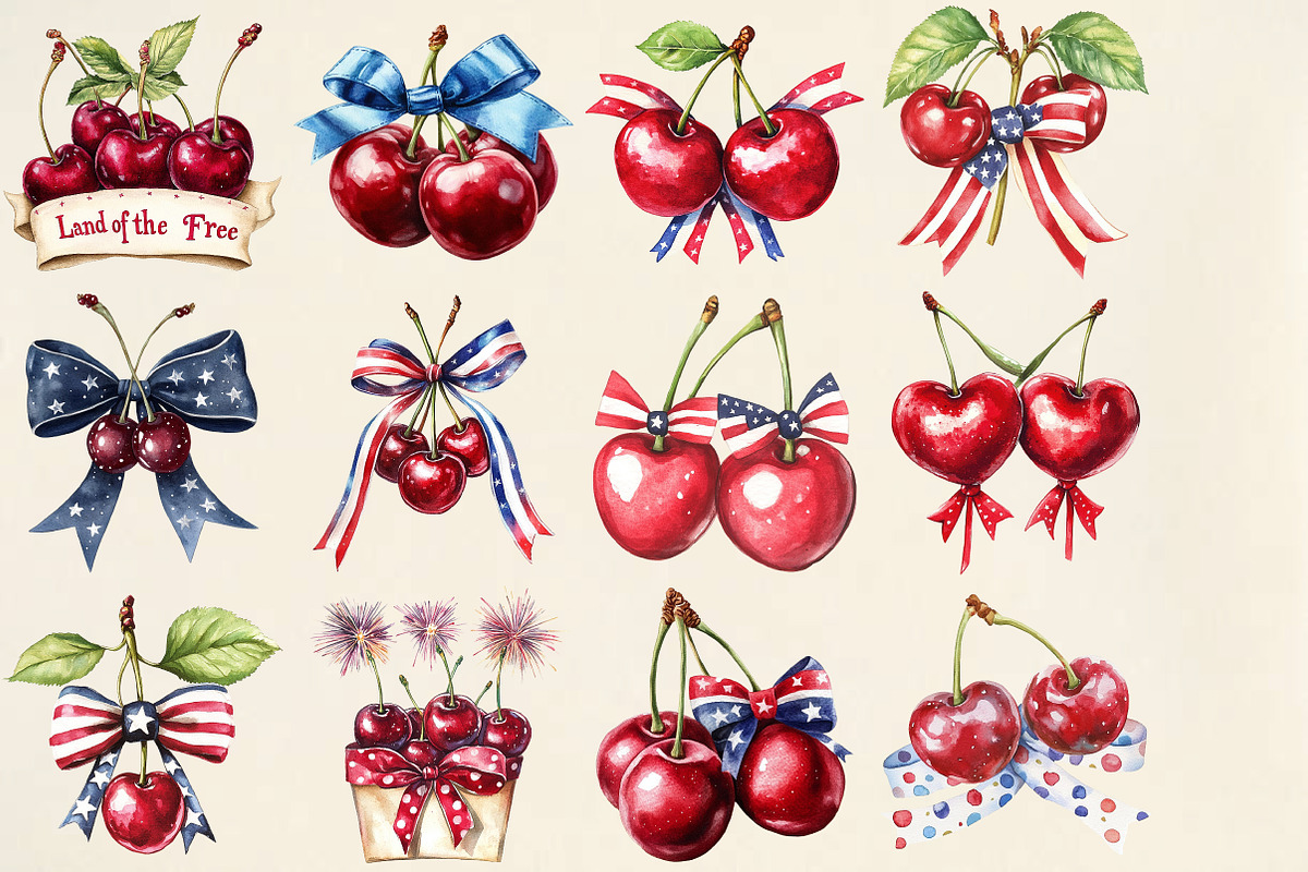 Patriotic America Cherries PNG, an Illustration by Pixels.Craft (Photo 2 of 5)