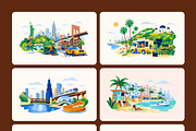 30 Famous US & European Cities, a Transportation Illustration by Vectors Market (Thumbnail 9 of 10)