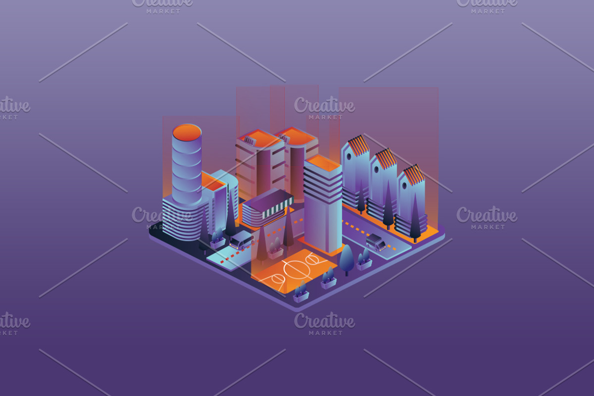 Isometric Building Set 11 Designs, a Work Illustration by Peacock_design (Photo 9 of 12)