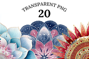 20 Watercolor Mandala Clipart, a Decorative Illustration by Pati Charm Studio (Thumbnail 1 of 8)
