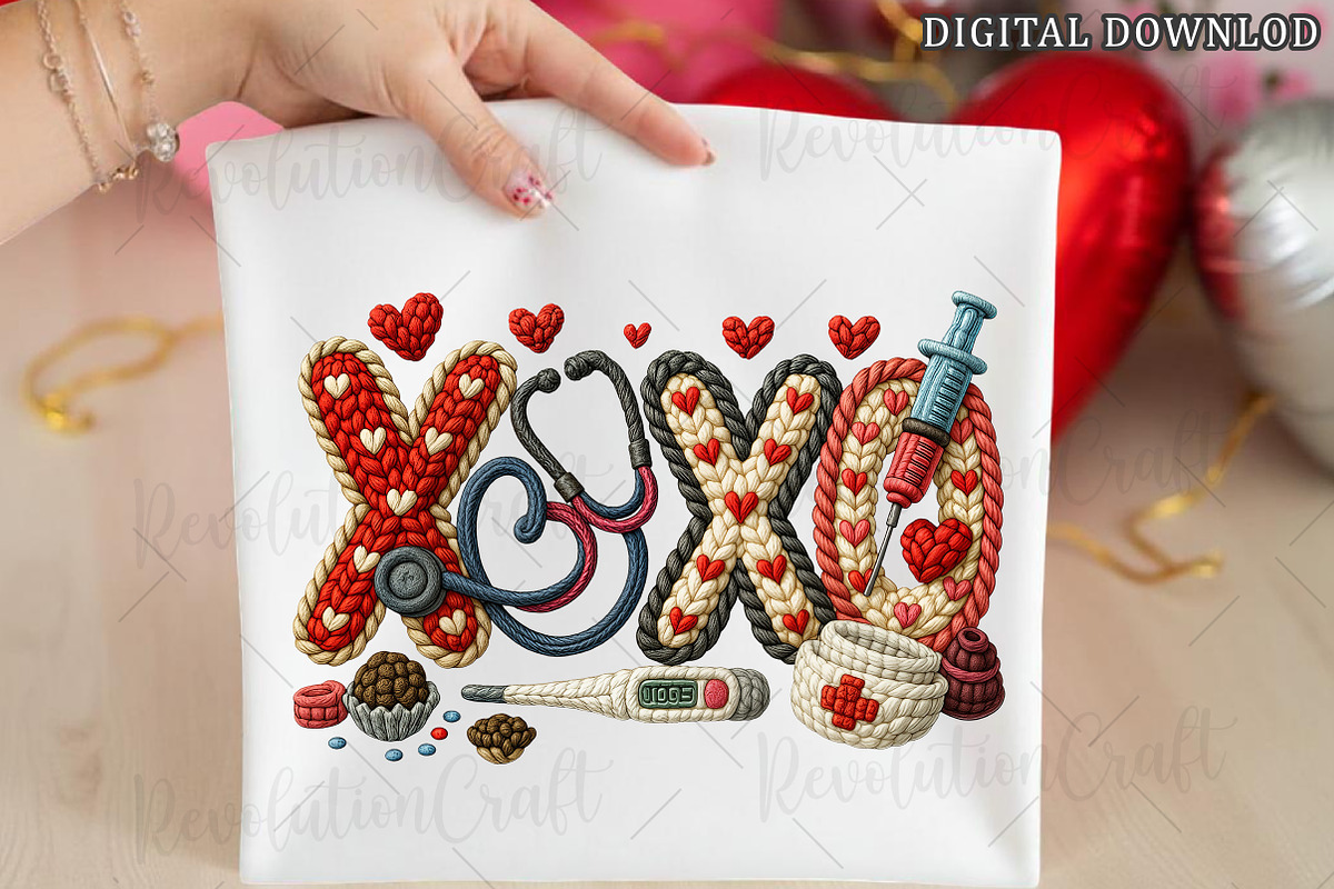 Faux Crochet Valentine XOXO Nurse Pn, an Illustration by OK Design (Photo 6 of 6)