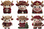 Crochet Christmas Highland Cow, an Illustration by Black Bird Studio (Thumbnail 5 of 6)