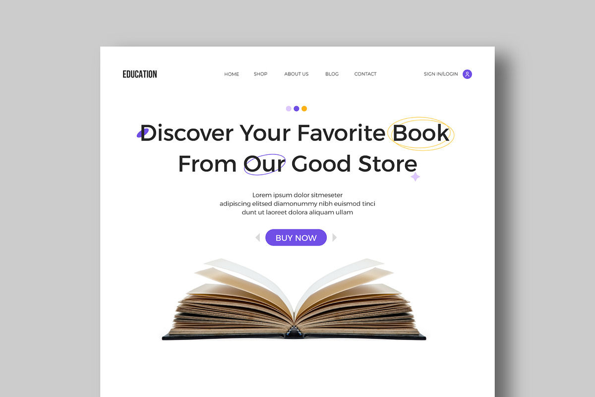 Landing Page Book Shop, a Landing Page Template by MightyDesign (Photo 2 of 10)