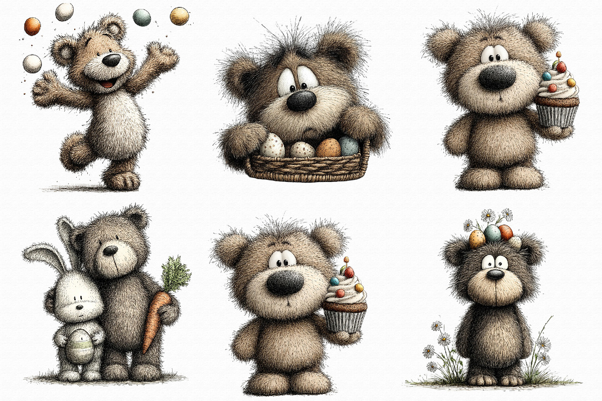 Whimsical Easter Teddy Bear Clipart-, an Illustration by Libby Wishes (Photo 4 of 6)
