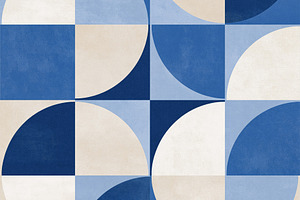 Abstract geometric pattern forming circles and squares in blue a, a Photo by Studio ANNA