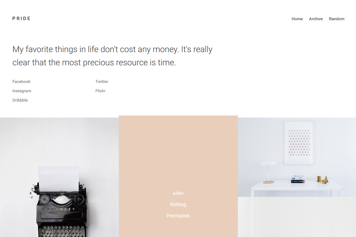 Pride: Minimal Tumblr Theme, a Websites & App Template by Lunar Designs (Photo 4 of 4)