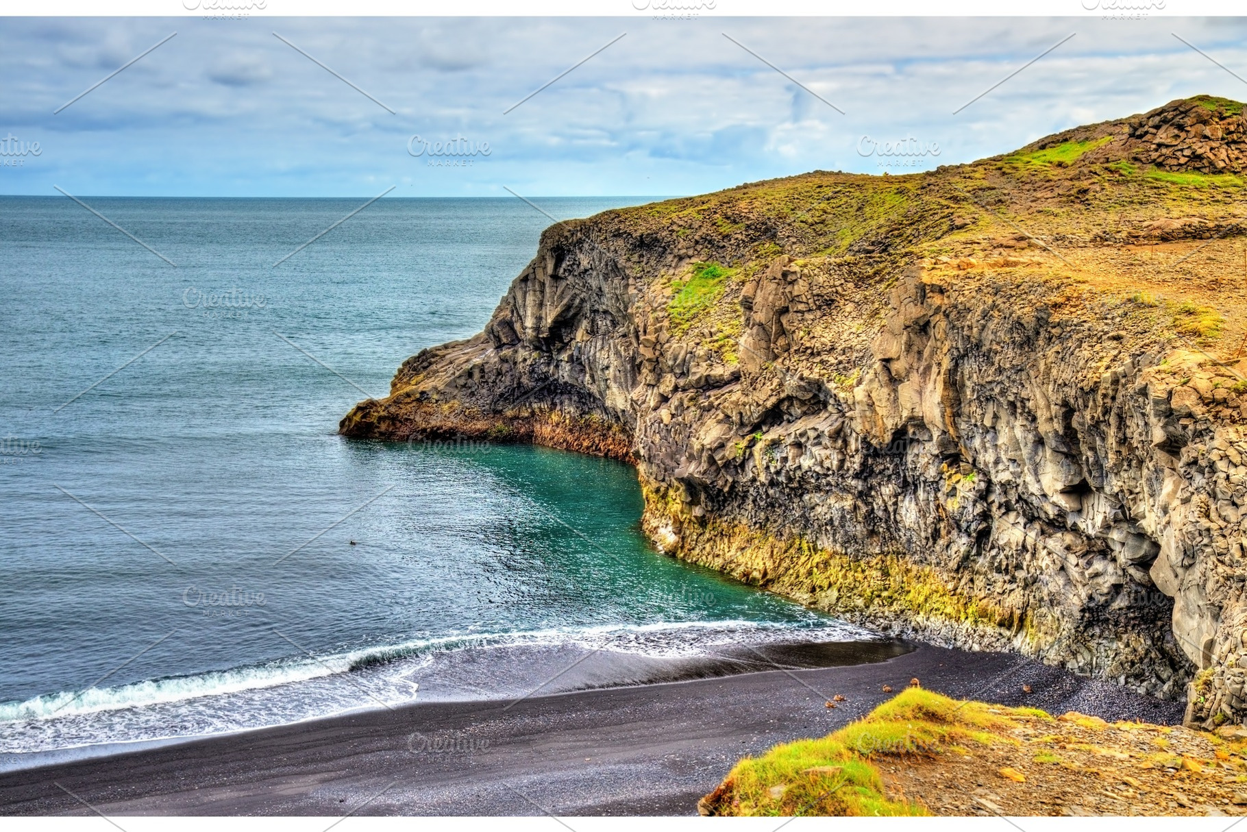 View of the kirkjufjara beach iceland featuring iceland, black, and beach, a Nature Photo by Leonid Andronov